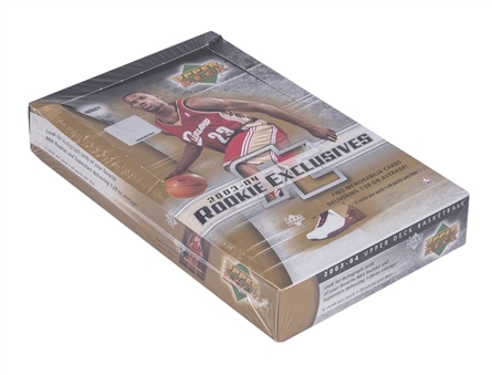 2003-04 Upper Deck "Rookie Exclusives" Basketball Trading Cards Sealed Hobby Box (28 Packs) – Possible LeBron James Rookie Cards!